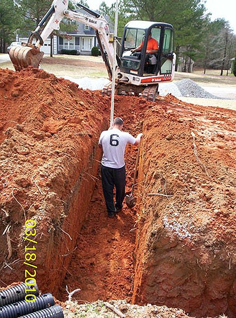 Preparation of trenches GSI provides full service septic tank repair and septic system maintenance